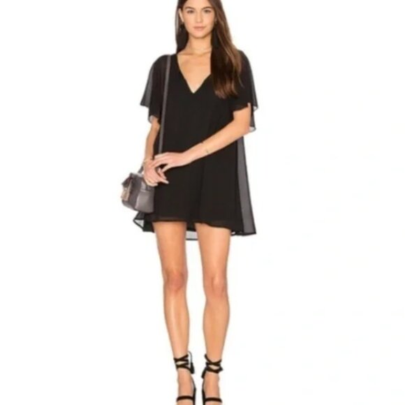 Show Me Your MuMu Dresses & Skirts - Show Me Your Mumu Black V-neck Chiffon Flutter Sleeve Mini Dress Size Medium